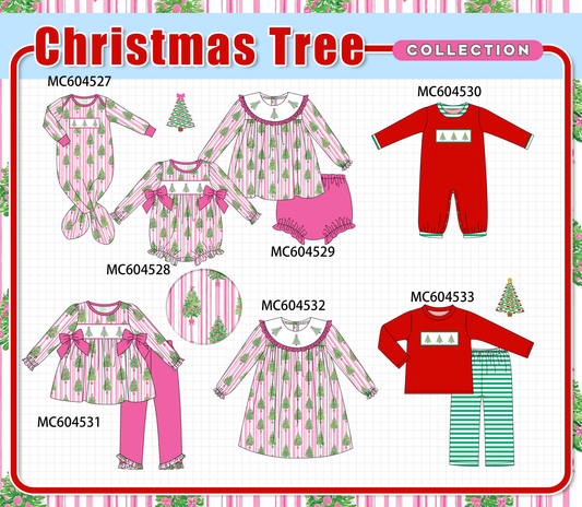 PO88 Pink&red christmas tree embroidery stripe collection - closing 4/27 - eta late September