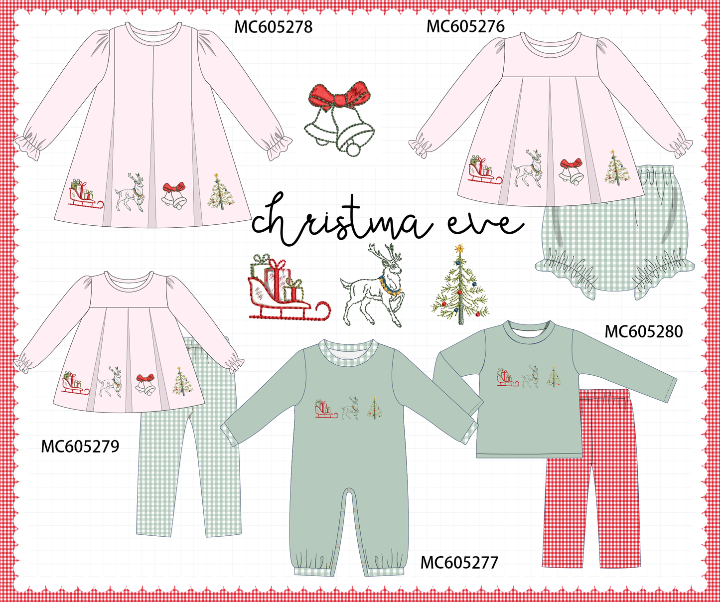 PO92 Pink&sage christmas embroidery collection - closing 5/25 - ETA late October