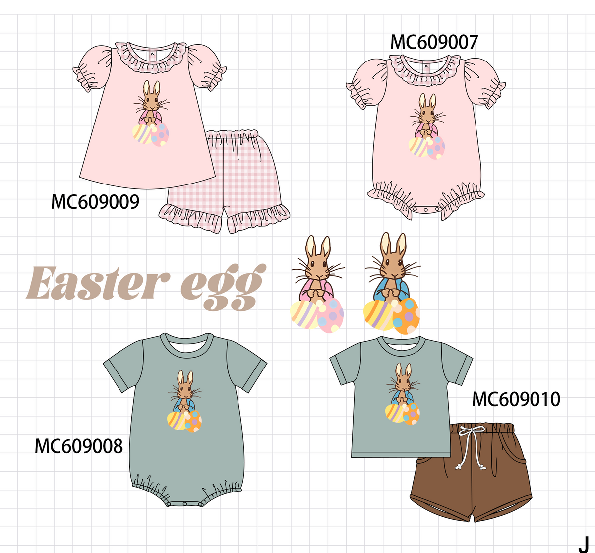 PO104 Pink&sage easter bunny egg embroidery collection - closing 9/14 - ETA February