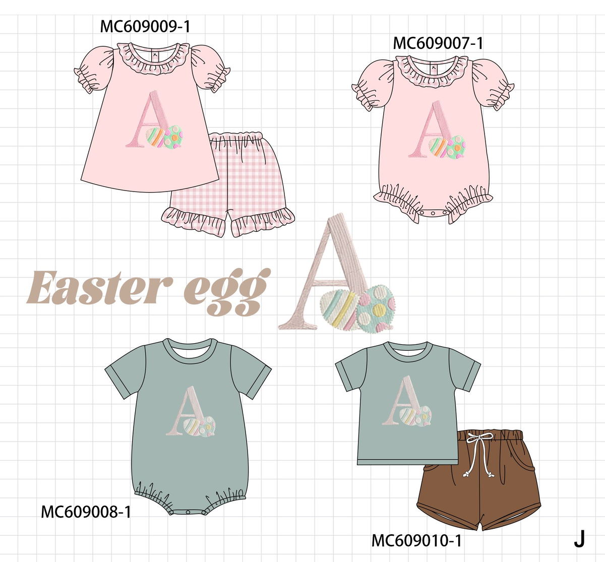 PO104 Pink&sage monogram egg embroidery collection - closing 9/14 - ETA February