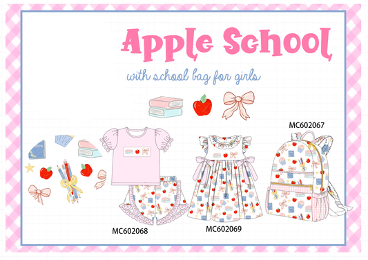 PO81 Pink back to school apple book bow embroidery collection - closing 2/16 - ETA July