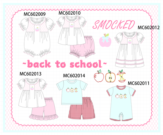 Pink back to school apple smocked ruffle collection - closing 2/16 - ETA July