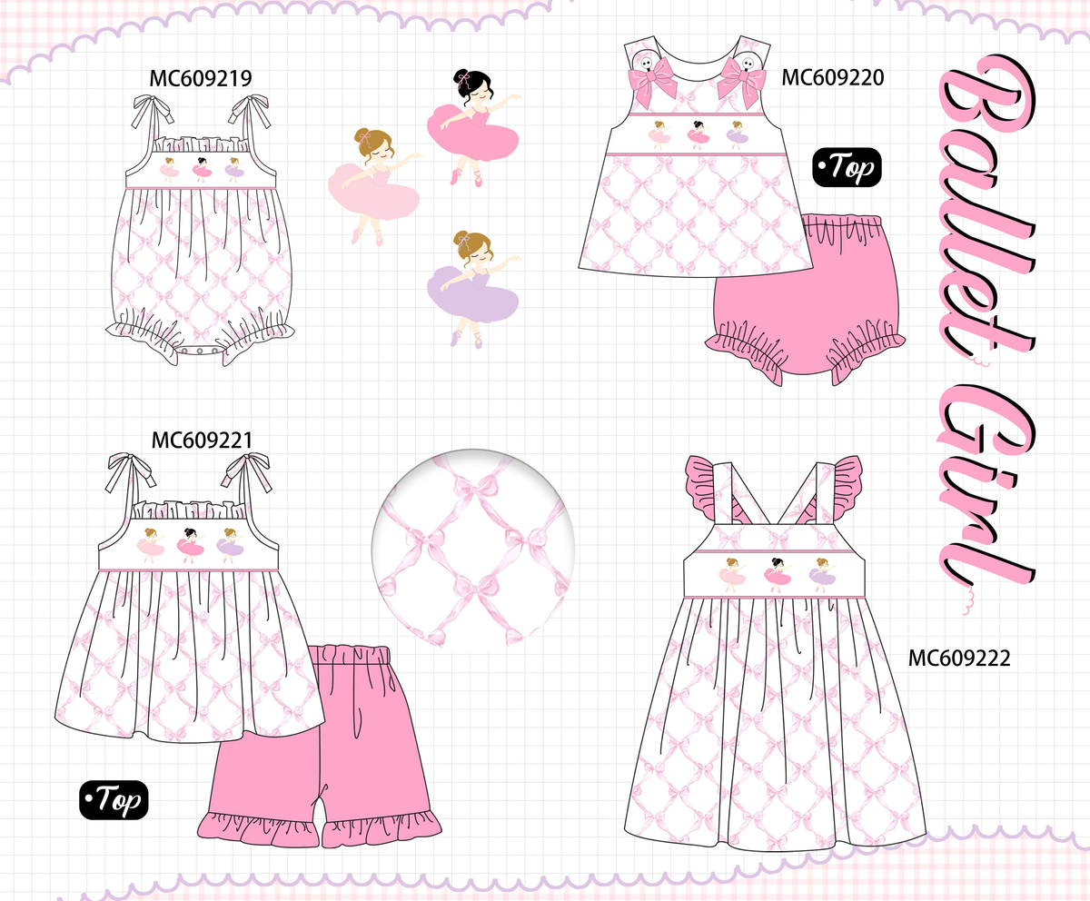 PO104 Pink ballet girl embroidery bow collection  - closing 9/14 - ETA February