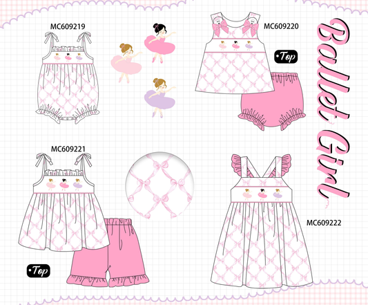 PO104 Pink ballet girl embroidery bow collection  - closing 9/14 - ETA February