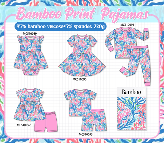 PO69 Pink bamboo print pajama collection- closing 10/27 - eta early march