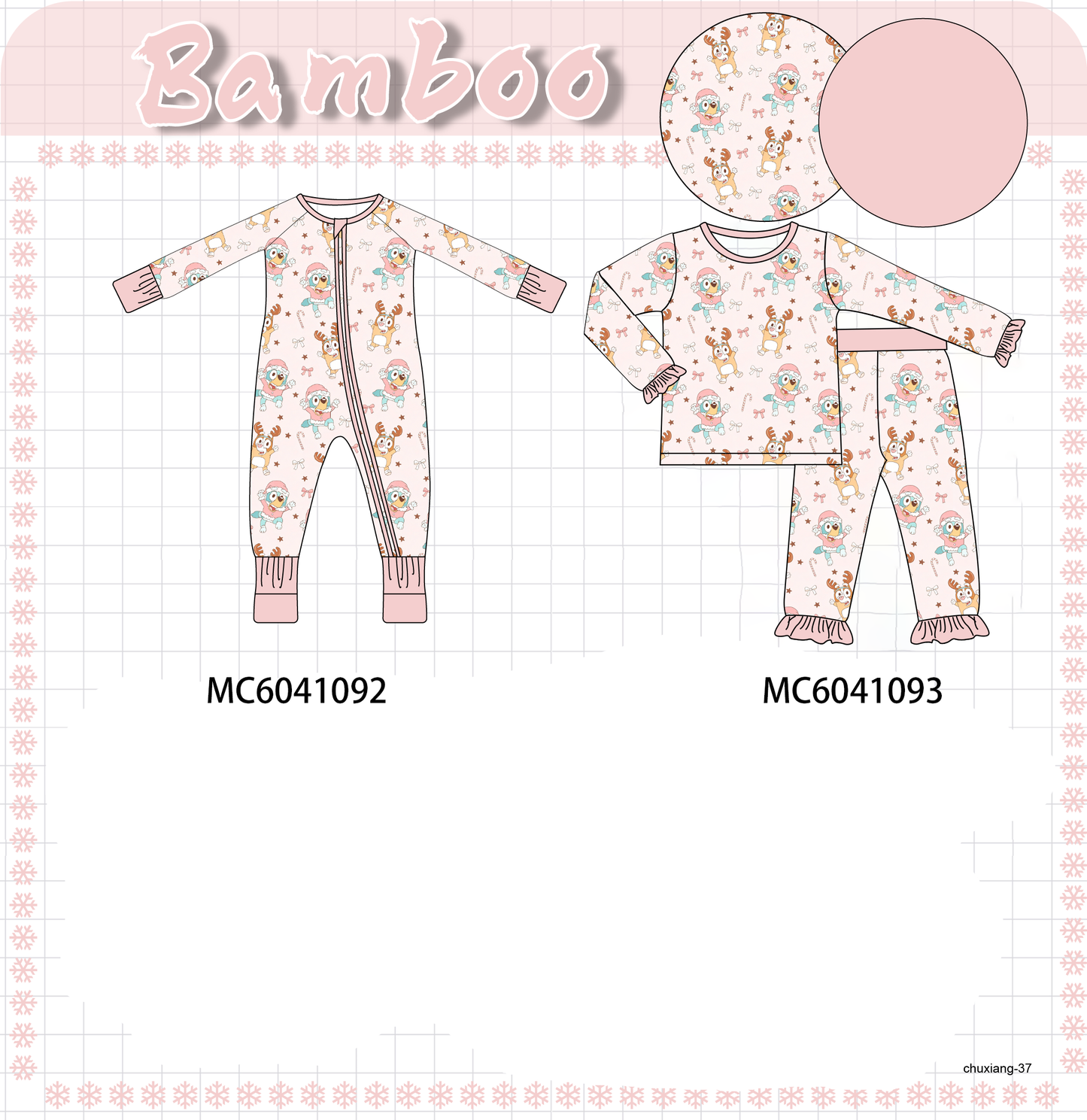 PO90 Pink bluey print bamboo collection - closing 5/11 - ETA early October