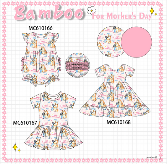 PO108 Pink bluey print bamboo collection - closing 10/26 - ETA march