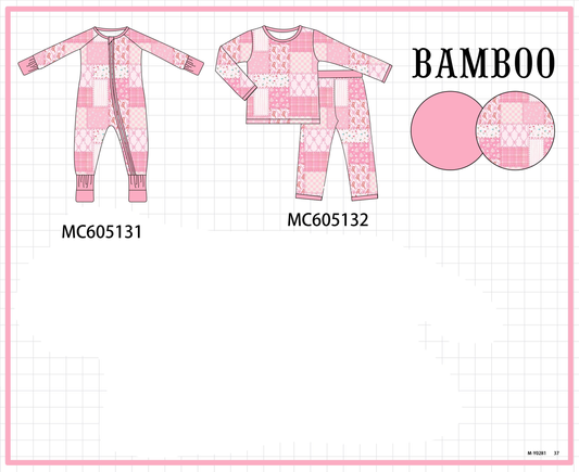 PO92 Pink bow checkered bamboo collection - closing 5/25 - ETA late October