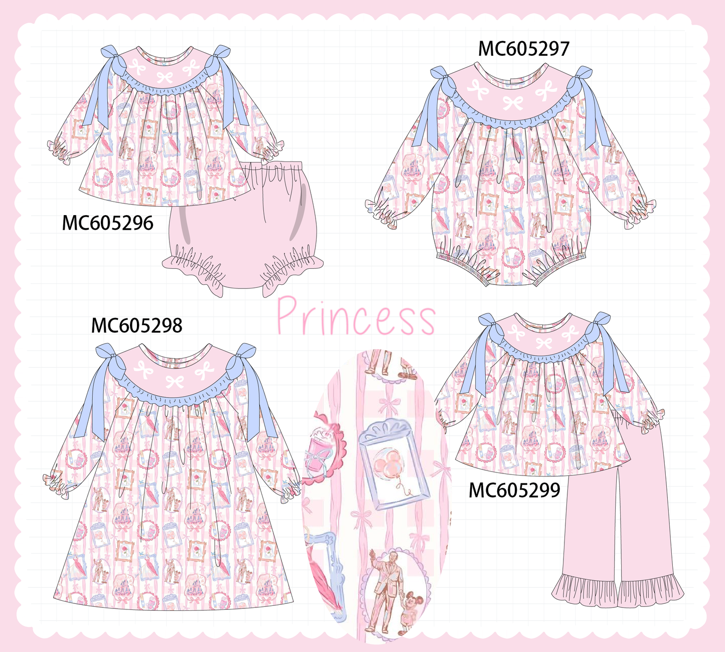 PO92 Pink bow embroidery collection - closing 5/25 - ETA late October
