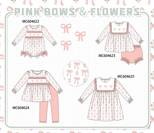 PO88 Pink bow embroidery ruffle collection - closing 4/27 - eta late September