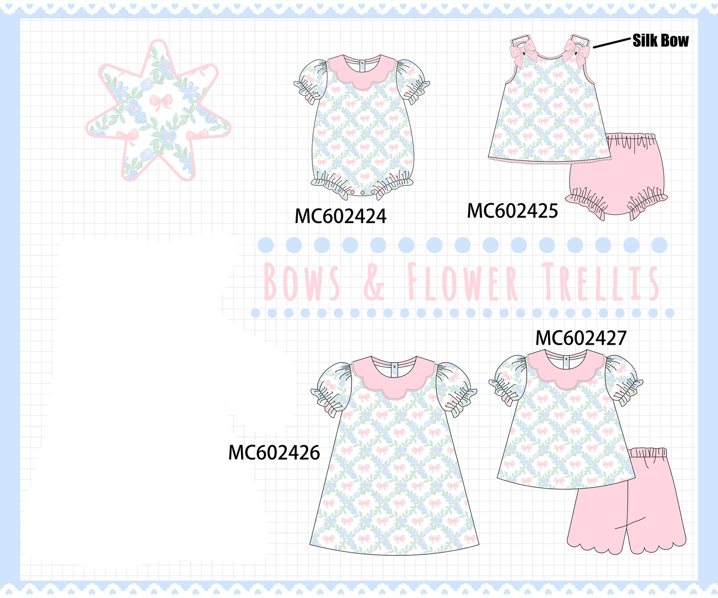 PO82 Pink bow floral print ruffle collection - closing 3/2 - ETA July