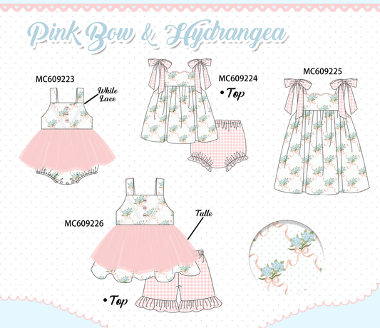 PO104 Pink bow hydrangea lace gingham collection  - closing 9/14 - ETA February