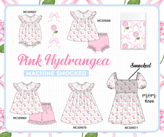 PO65 Pink bow hydrangea smocked collection  - closing 9/15- ETA late January