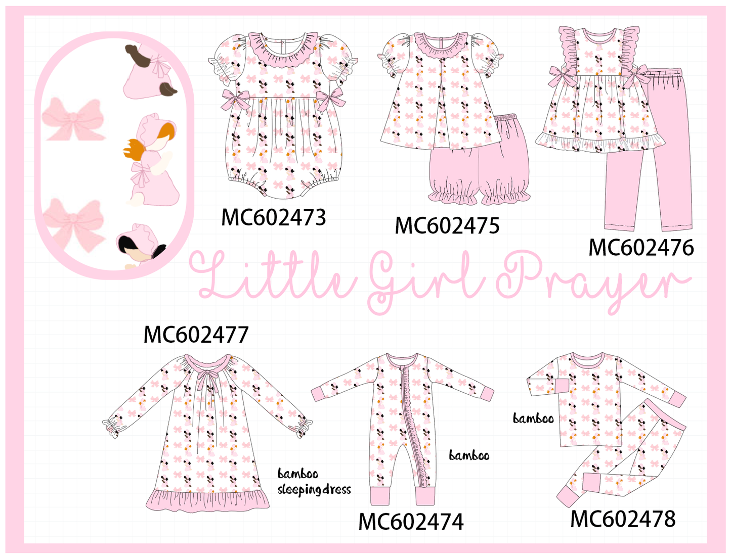 PO82 Pink bow litter girl print collection - closing 3/2 - ETA July