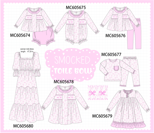 PO95 Pink bow smocked ruffle collection - closing 6/22 - ETA late November