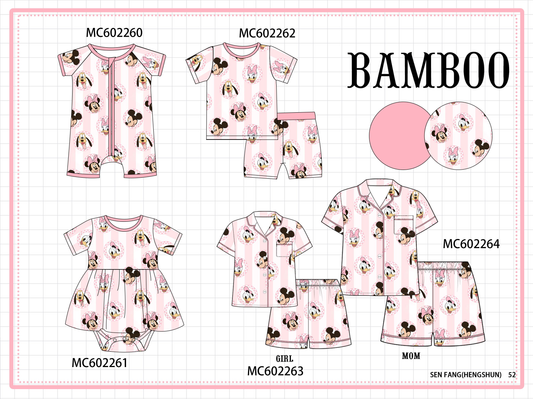 PO81 Pink character print bamboo collection - closing 2/16 - ETA July