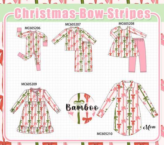 PO92 Pink christmas bow stripe bamboo collection - closing 5/25 - ETA late October