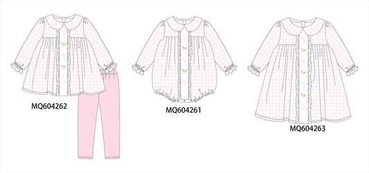 PO89 Pink christmas candy cane holly embroidery plaid ruffle collection - closing 5/4 - ETA late october