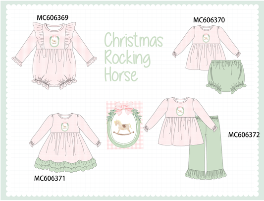 PO95 Pink christmas horse embroidery gingham collection - closing 6/22 - ETA late November