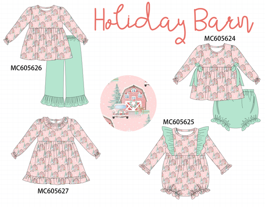 PO93 Pink christmas house ruffle collection  - closing 6/8 - ETA November