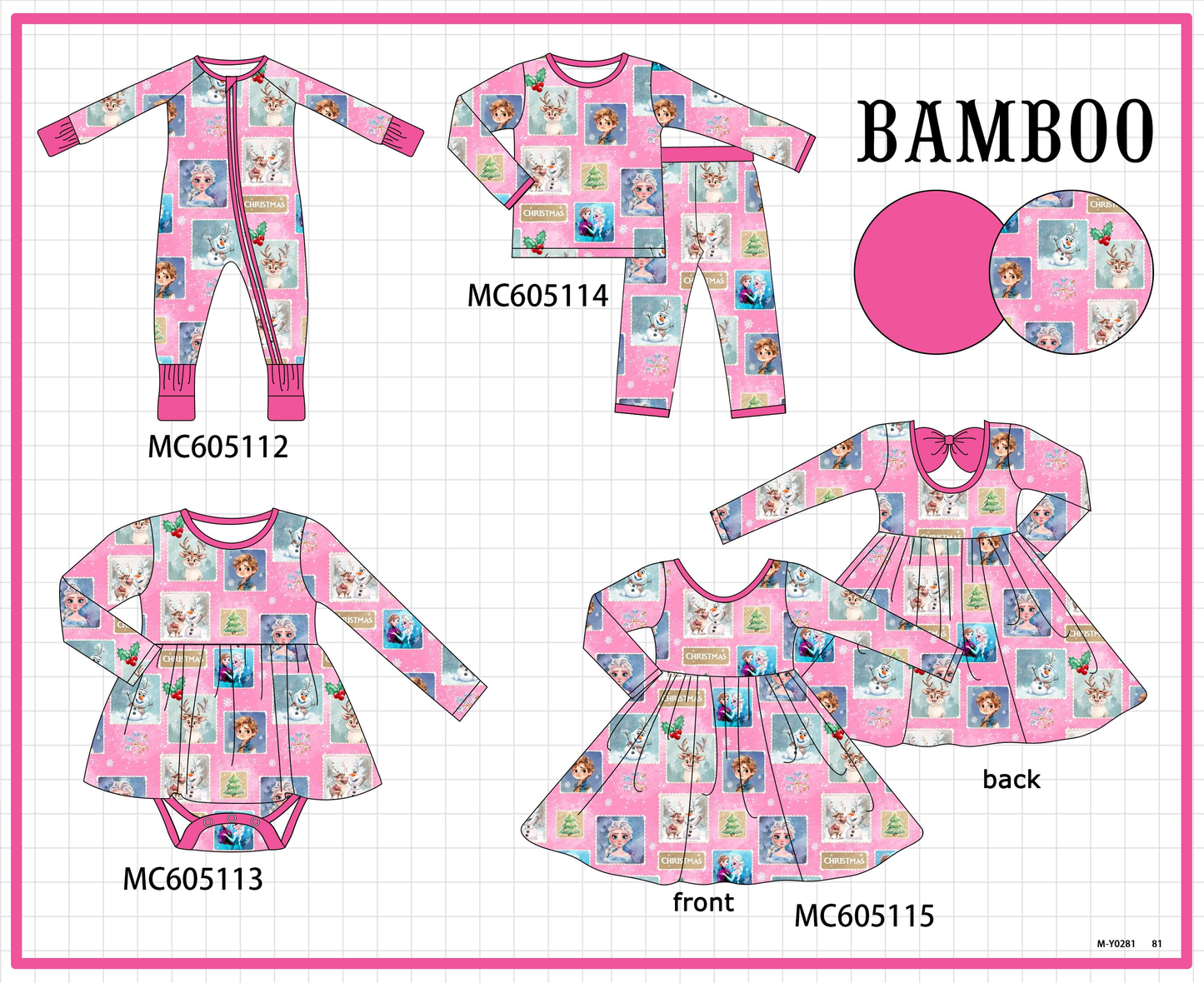 PO92 Pink christmas reindeer bamboo collection - closing 5/25 - ETA late October