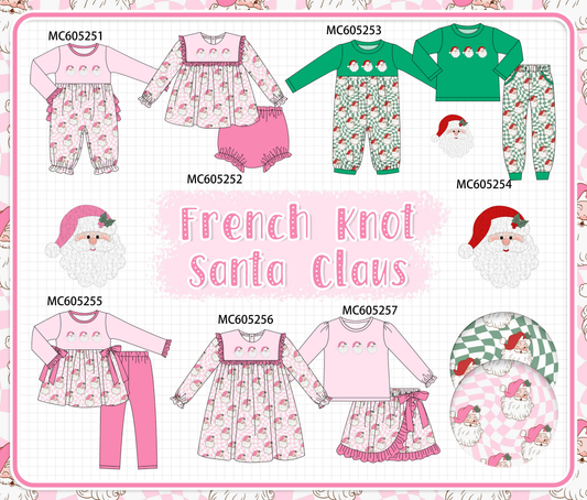 PO92 Pink christmas santa claus french knot collection - closing 5/25 - ETA late October