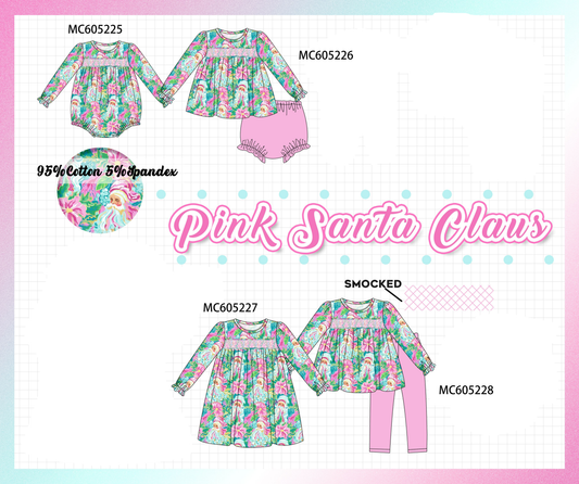 PO92 Pink christmas santa claus smocked collection - closing 5/25 - ETA late October