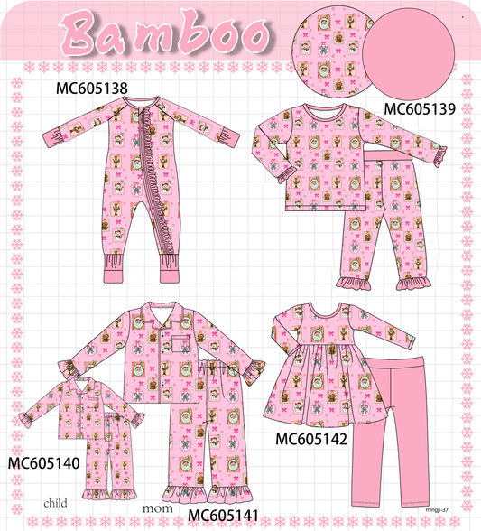 PO92 Pink christmas snowman bamboo collection - closing 5/25 - ETA late October