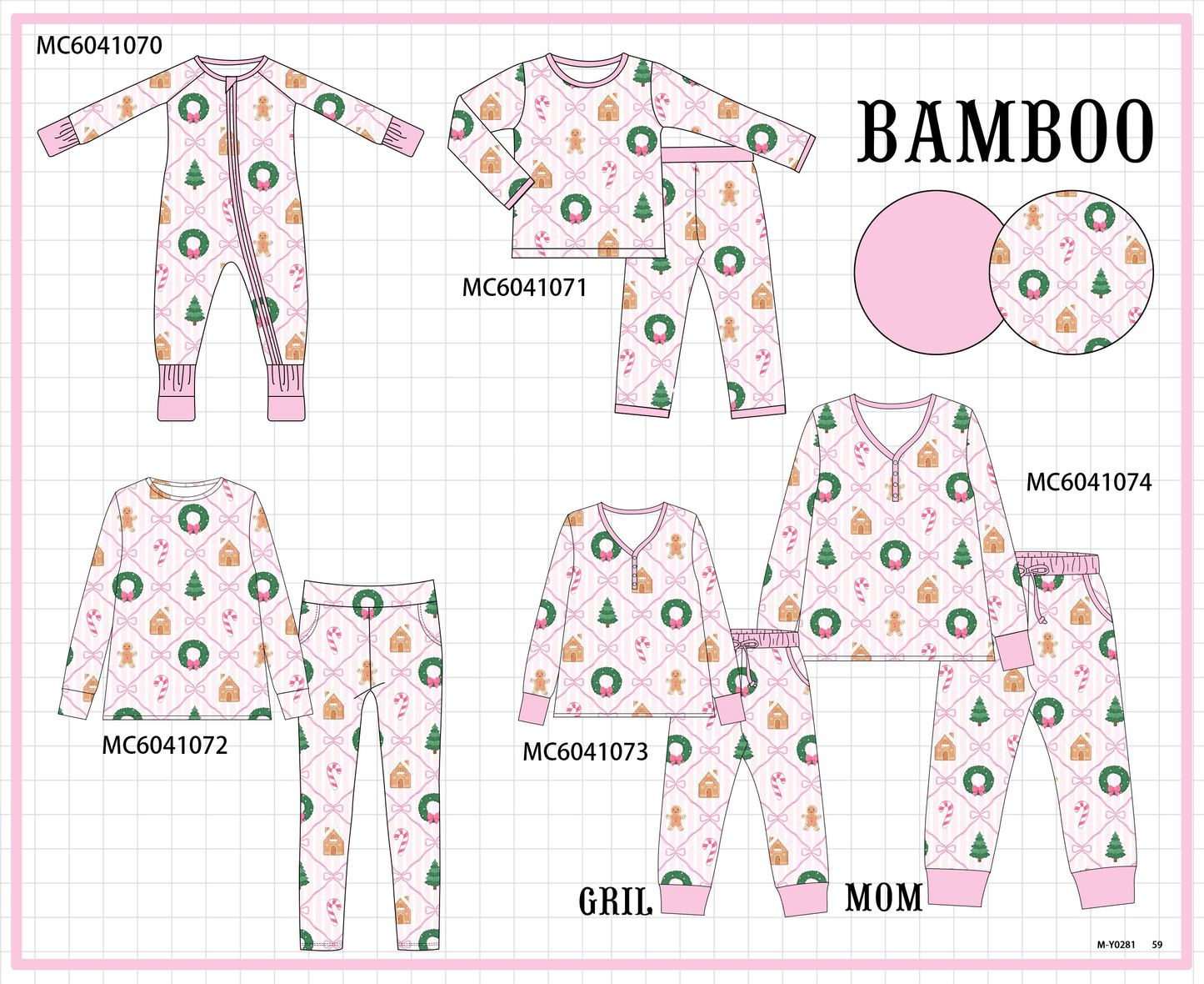 PO90 Pink christmas tree gingerbread bow tie bamboo collection - closing 5/11 - ETA early October