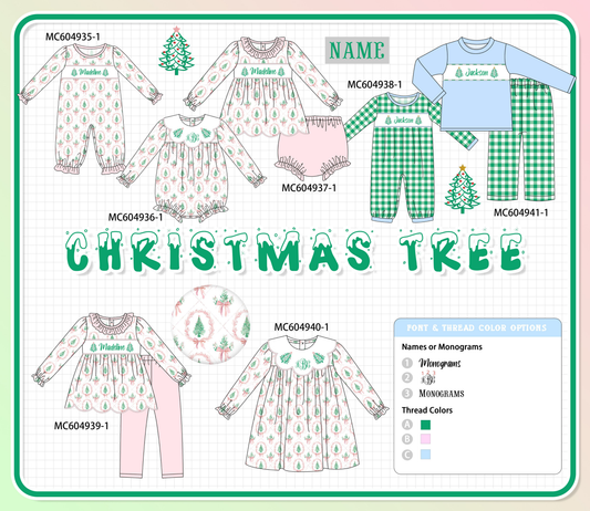 PO90 Pink christmas tree monogram embroidery collection - closing 5/11 - ETA early October