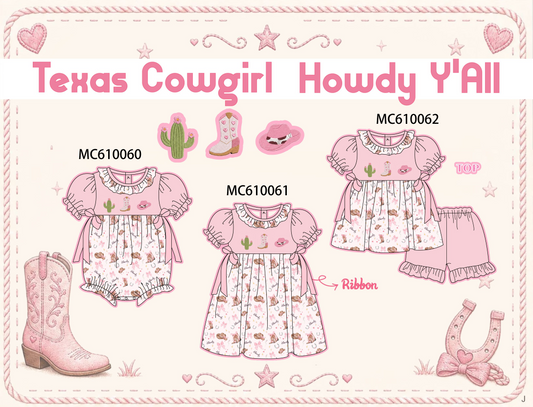 PO108 Pink cowgirl howdy y'all embroidery ruffle collection - closing 10/26 - ETA march