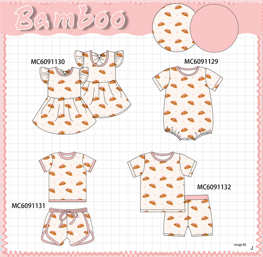 PO105 Pink croissant print bamboo collection - closing 9/28 - ETA late February