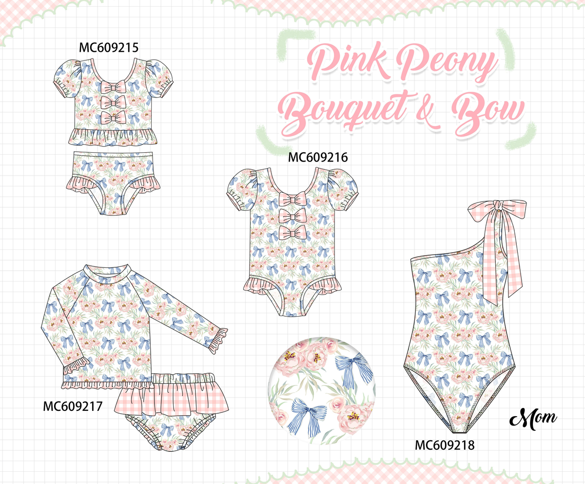 PO104 Pink floral bow ruffle swimsuit collection  - closing 9/14 - ETA February
