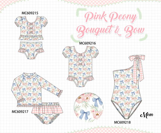 PO104 Pink floral bow ruffle swimsuit collection  - closing 9/14 - ETA February