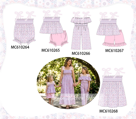PO108 Pink floral bow smocked lace collection - closing 10/26 - ETA march