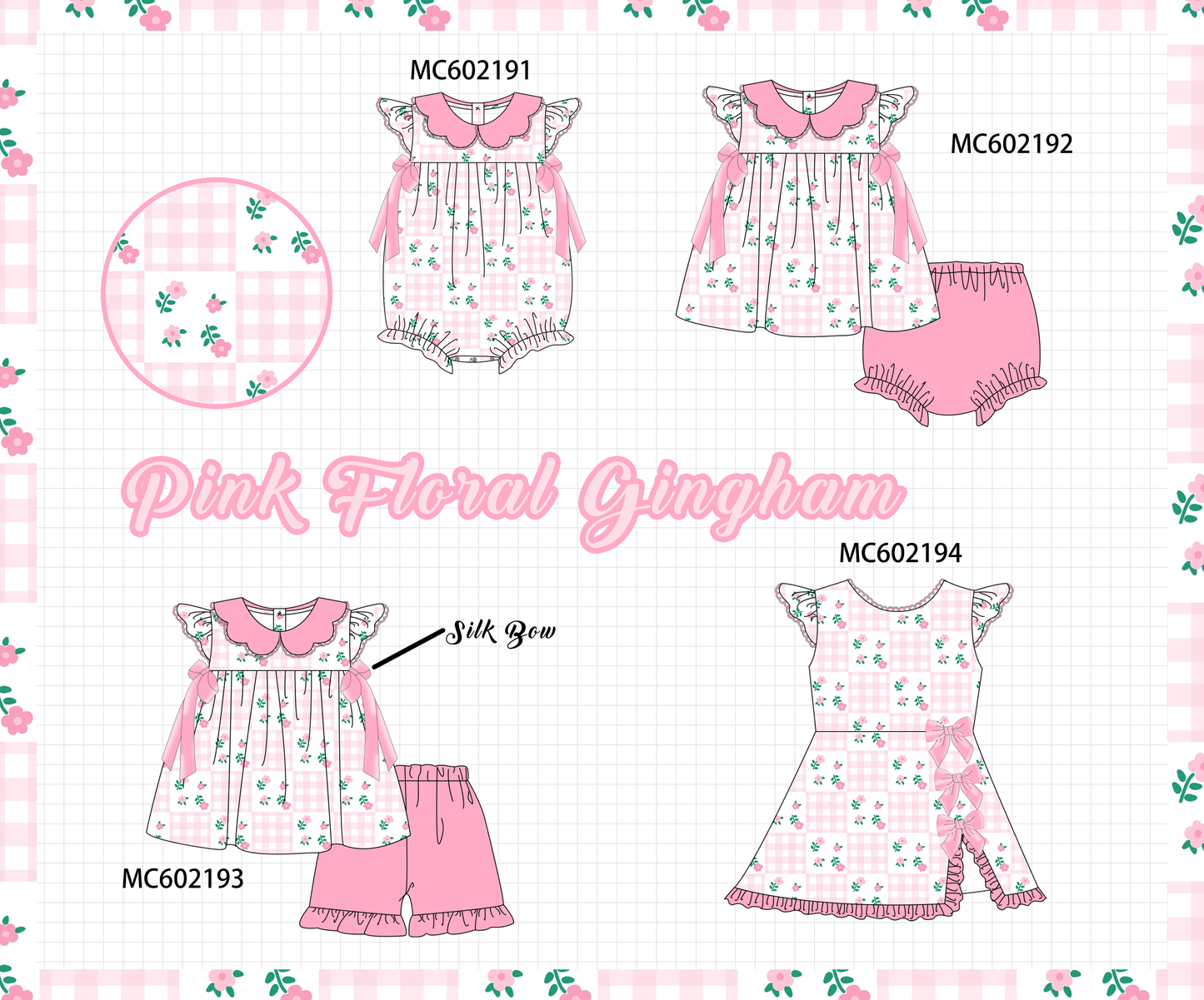 PO81 Pink floral print gingham ruffle collection - closing 2/16 - ETA July