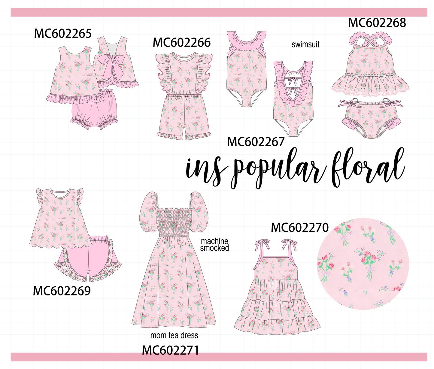 PO81 Pink floral print ruffle collection - closing 2/16 - ETA July