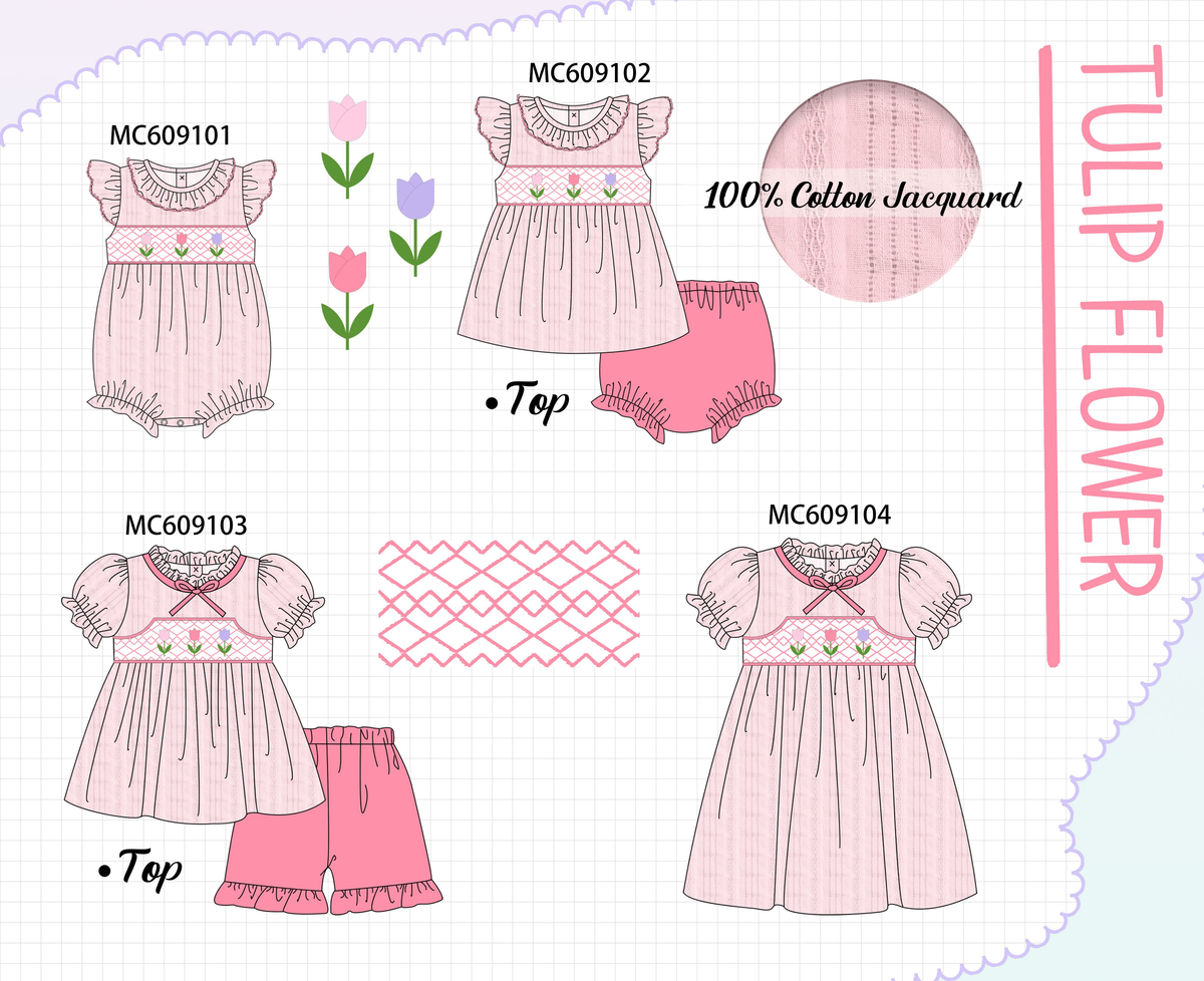 PO104 Pink floral smocked jacquard collection - closing 9/14 - ETA February