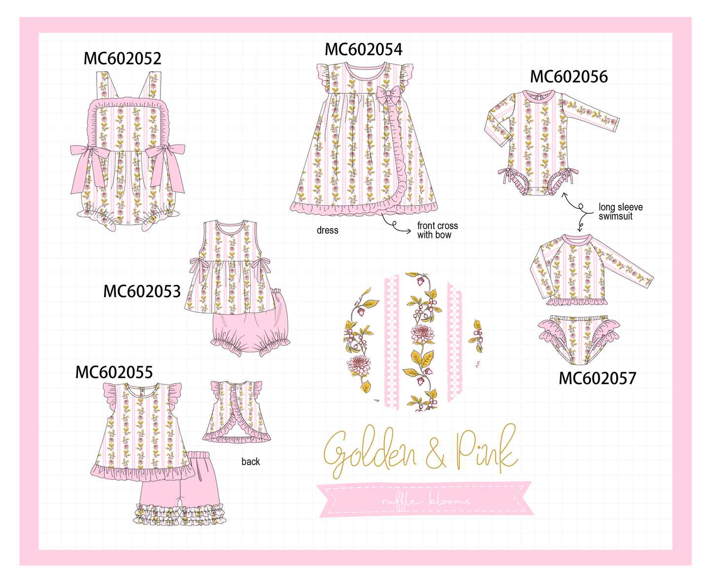 PO81 Pink garden print ruffle collection - closing 2/16 - ETA July