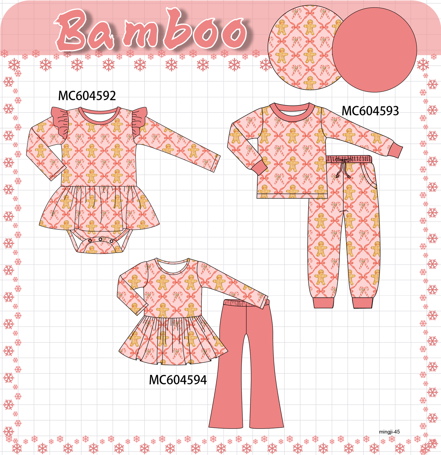 PO88 Pink gingerbread bamboo collection - closing 4/27 - eta late September