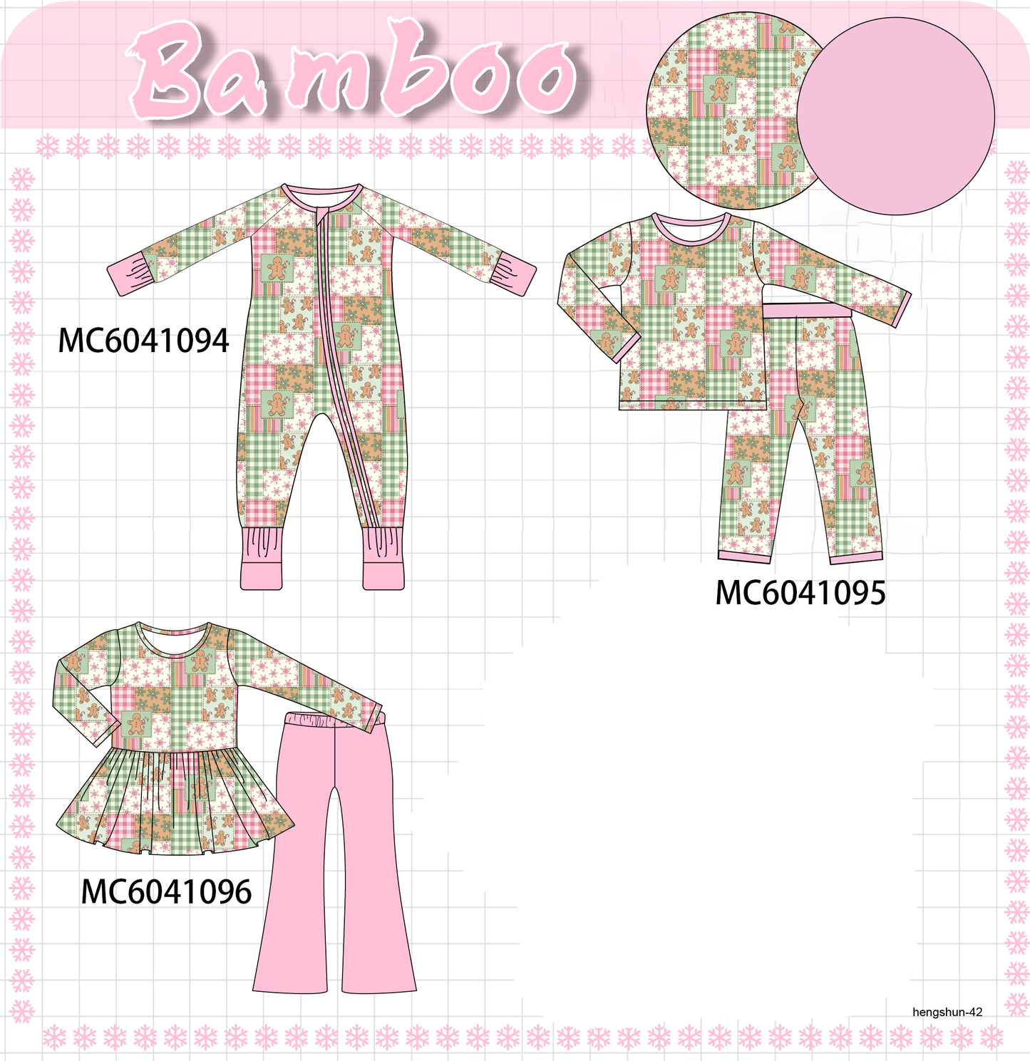 PO90 Pink gingerbread checkered bamboo collection - closing 5/11 - ETA early October