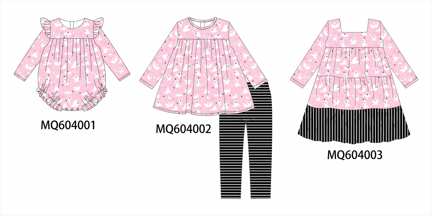 PO87 Pink halloween ghost print ruffle collection - closing 4/20 - ETA early October