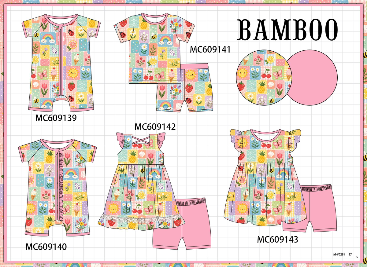 PO104 Pink ice cream rainbow floral bamboo collection  - closing 9/14 - ETA February