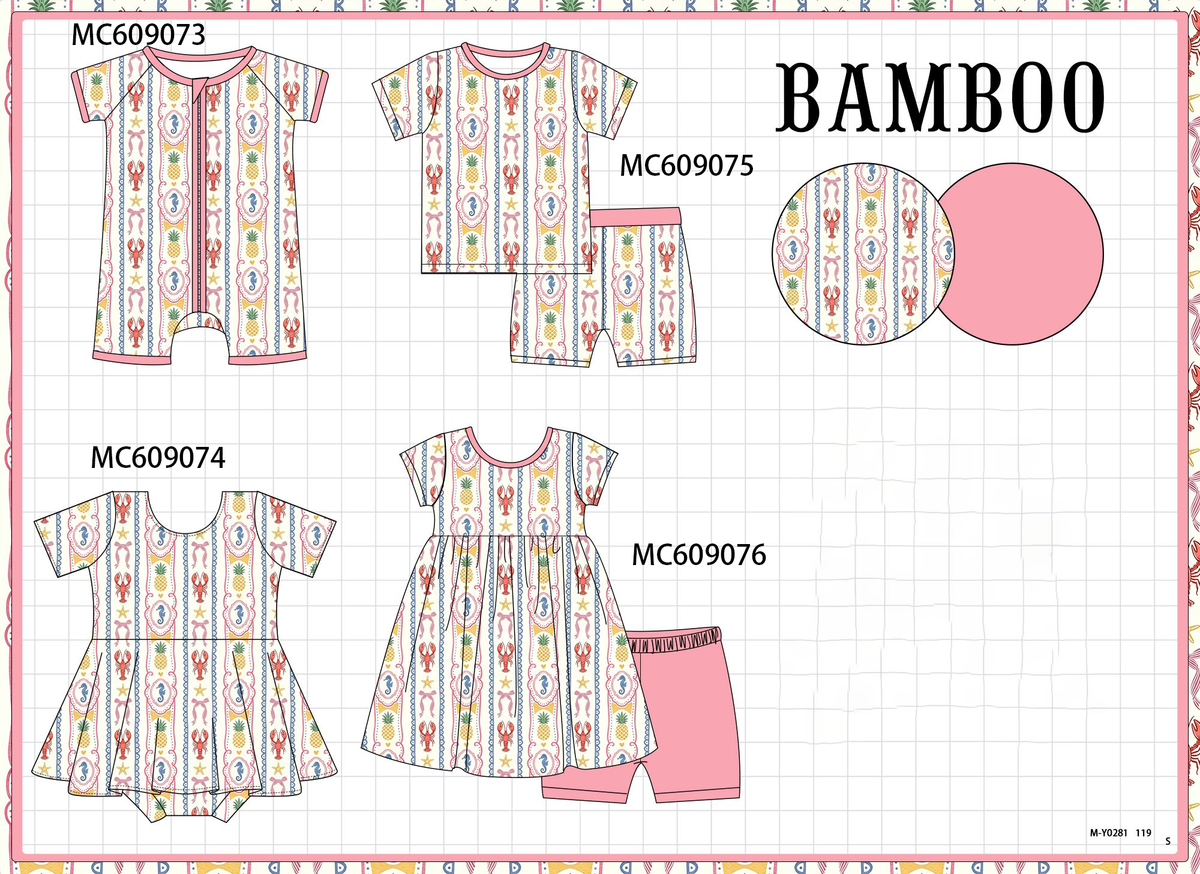 PO104 Pink lobster bow bamboo collection - closing 9/14 - ETA February