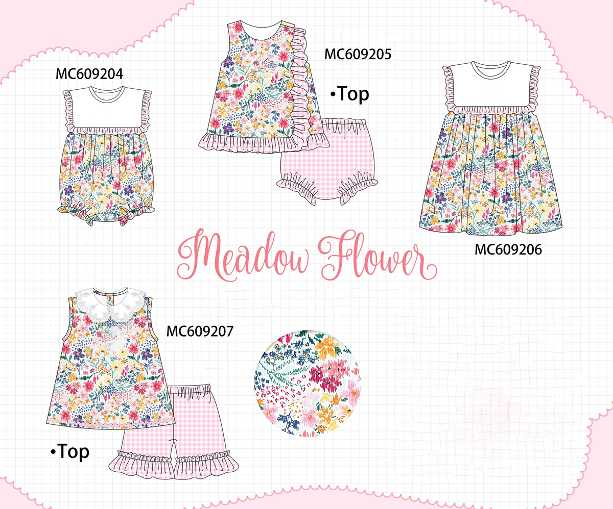 PO104 Pink meadow floral embroidery ruffle collection  - closing 9/14 - ETA February