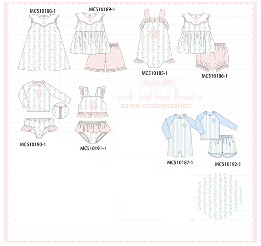 PO69 Pink monogram embroidery floral ruffle collection- closing 10/27 - eta early march