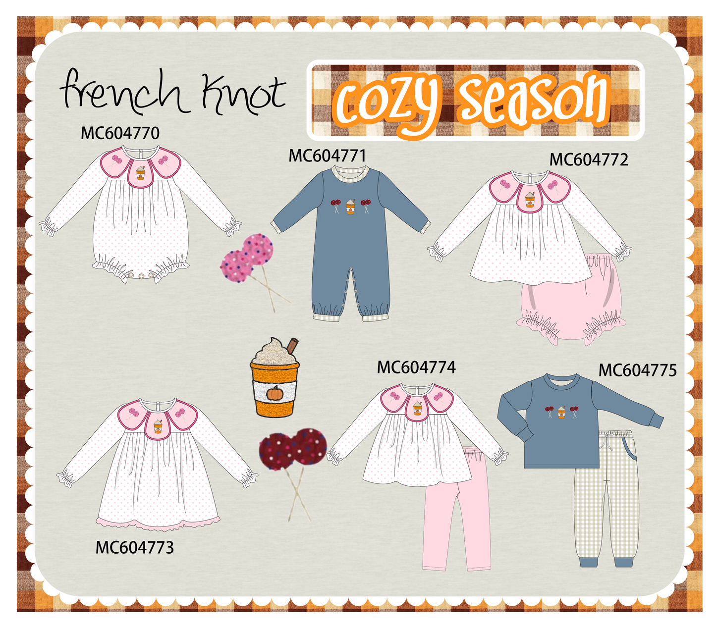 PO88 Pink navy cozy season french knot collection - closing 4/27 - eta late September