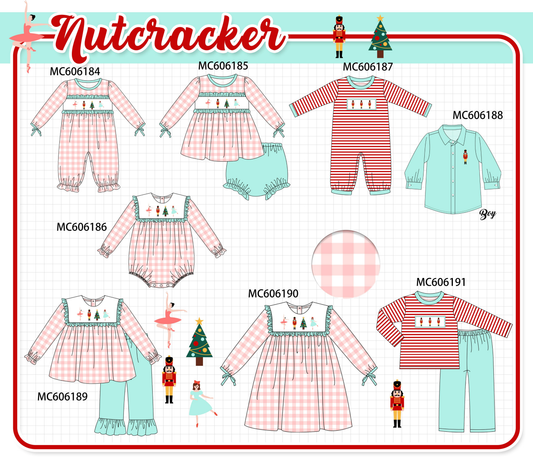 PO95 Pink nutcracker embroidery gingham collection - closing 6/22 - ETA late November