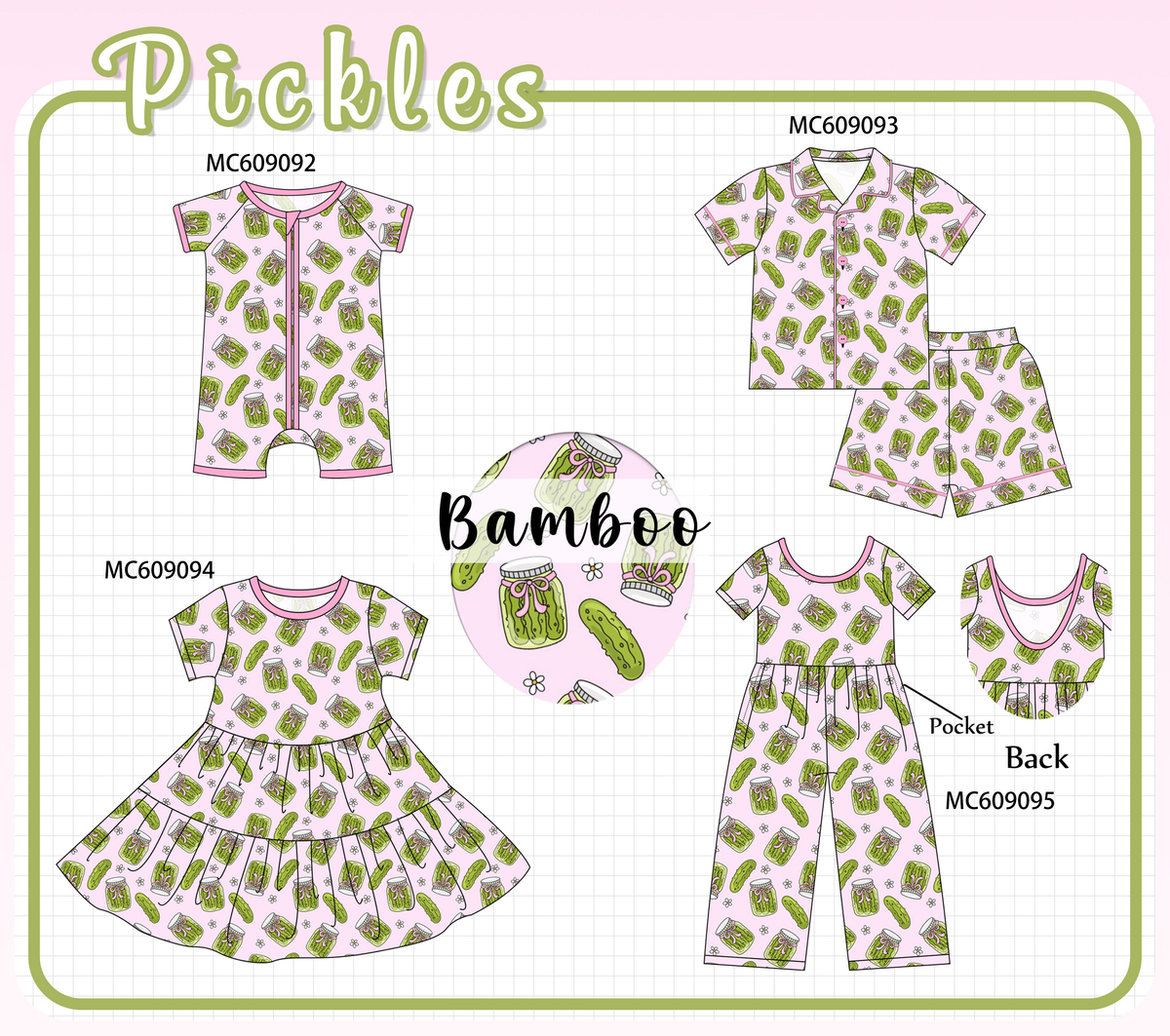PO104 Pink pickles print bamboo collection - closing 9/14 - ETA February
