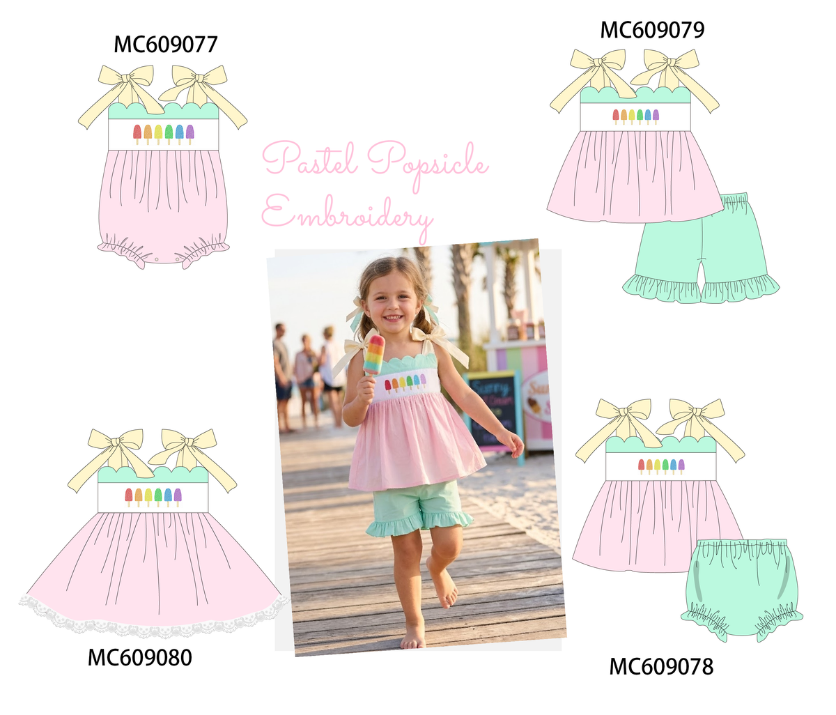 PO104 Pink popsicle embroidery scalloped collection - closing 9/14 - ETA February
